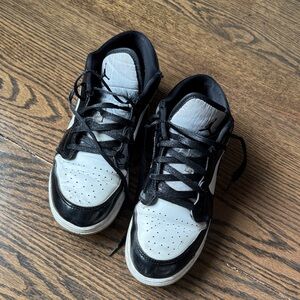 Jordan Patent Leather Black and White Sneakers Wmns 9.5 / YOUTH 7
